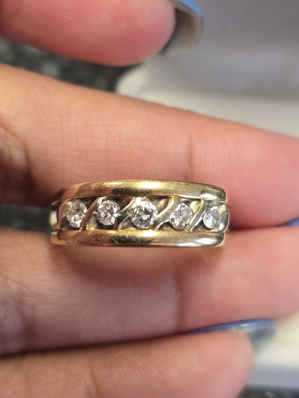 14k Natural Diamond Mens Ring